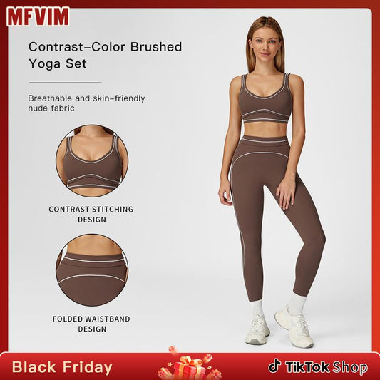 MFVIM Women'S Two-Piece Sports Set, Comfortable Activewear for Fitness and Gym, Athletic Clothing for Everyday Use Summer Sportswear Yoga Bottoms