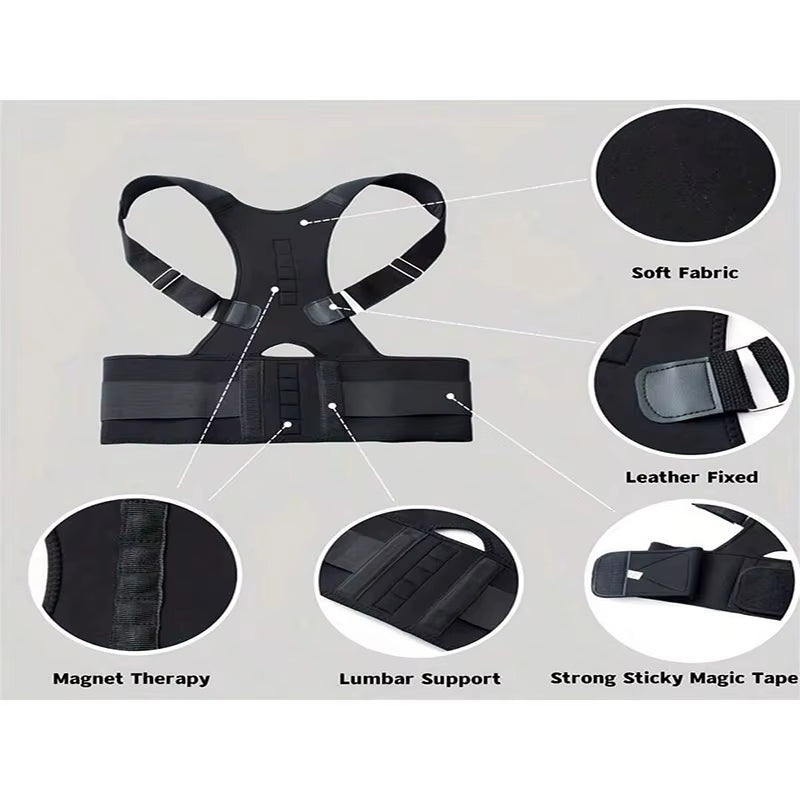 Back Brace Posture Corrector Magnetic Lumbar Back Support Belt Support Straightener for Spine Relieve Back Pain Improve Posture